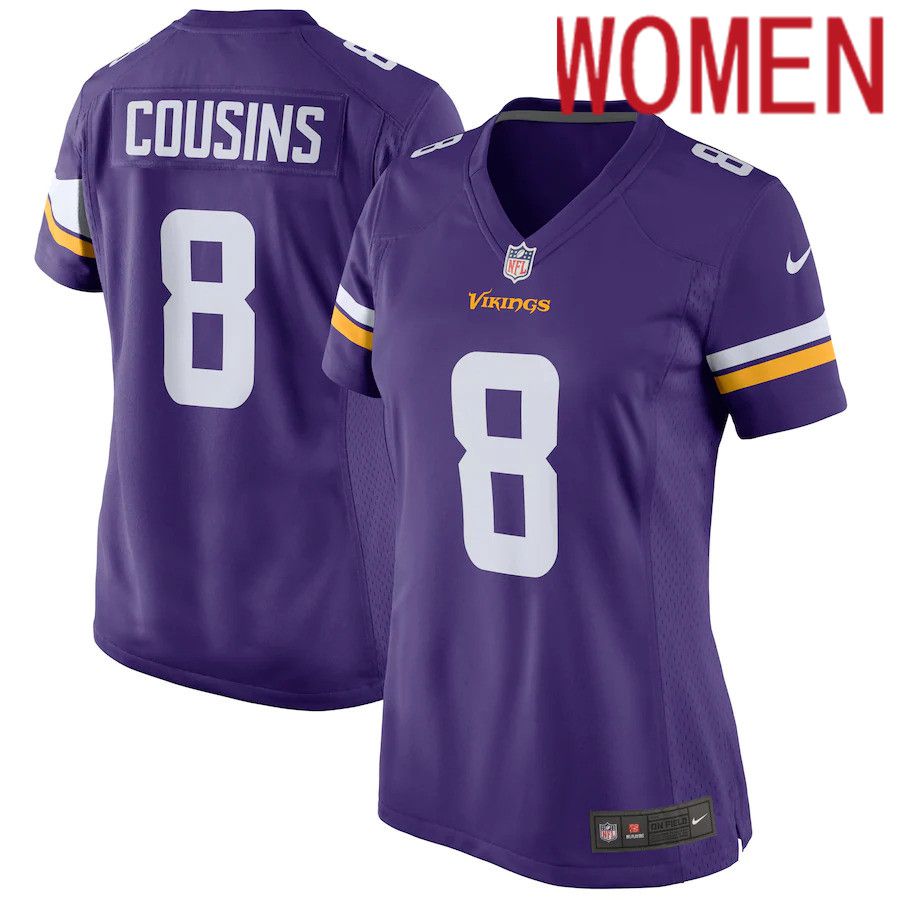 Women Minnesota Vikings #8 Kirk Cousins Nike Purple Game Player NFL Jersey->women nfl jersey->Women Jersey